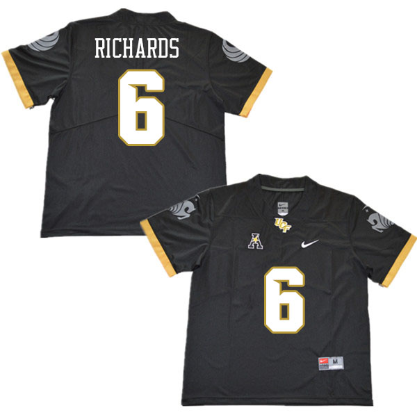 Men #6 Mark-Antony Richards UCF Knights College Football Jerseys Stitched Sale-Black